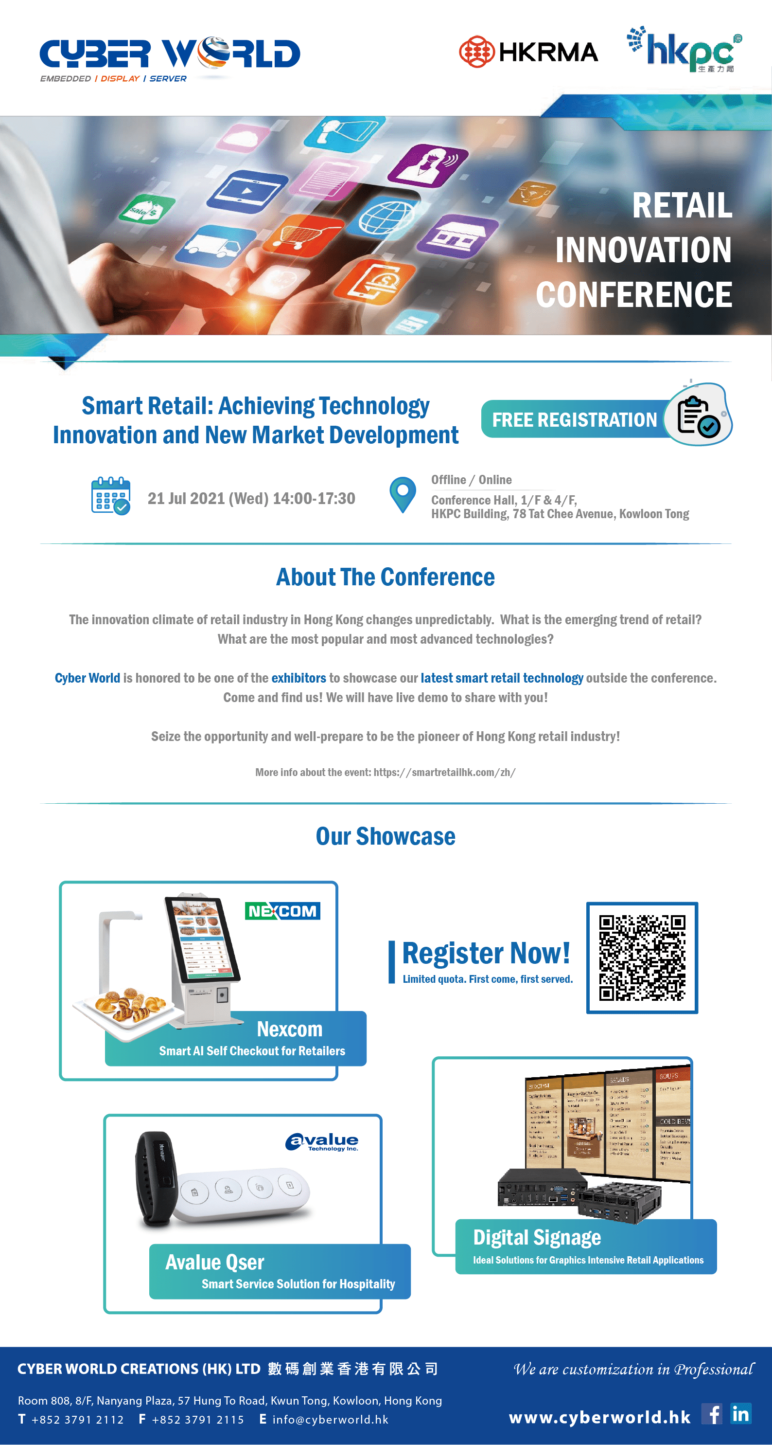Invitation-eDM (CWC): HKRMA x HKPC x Cyber World - Time to Apply for the Retail Innovation Conference!  