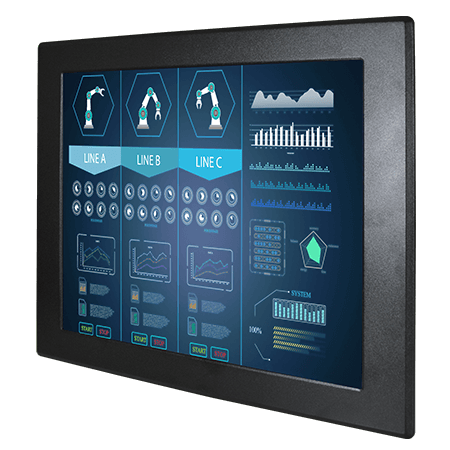 Winmate Product-R19L300-IPM2TR-45-L4-I professional display and touch screen monitor Front IP65