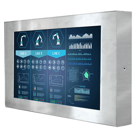 Winmate Product-W24L100-65A2-45-L4-I professional display and touch screen monitor Full IP65