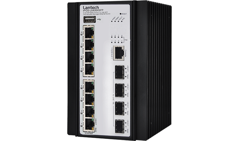 Lantech IPGS-L6408XSFP Industrial PoE Switch