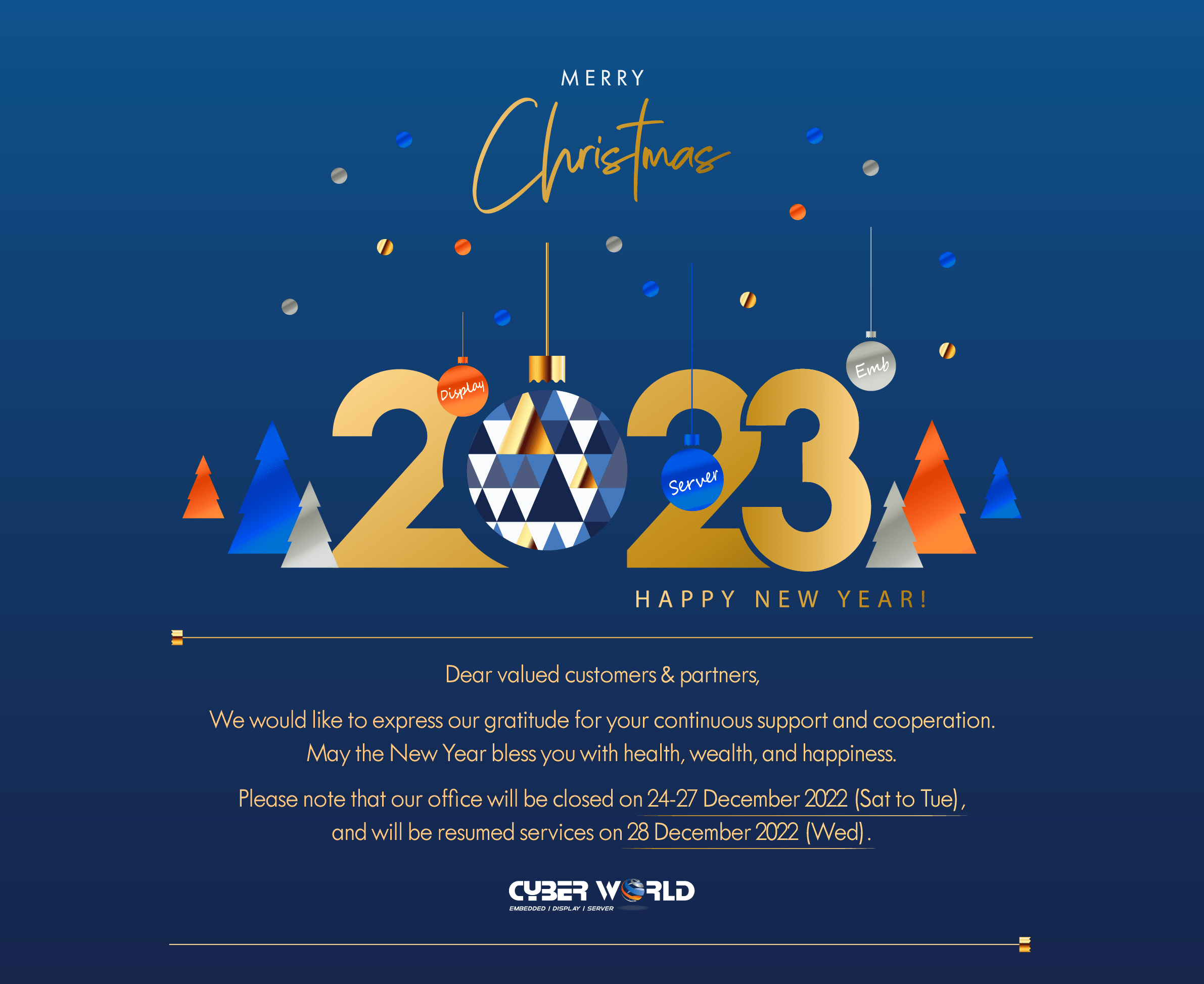 Xams-Greeting_Final (CWC): Cyber World wishes you a Merry Christmas & a Happy New Year 2023!  