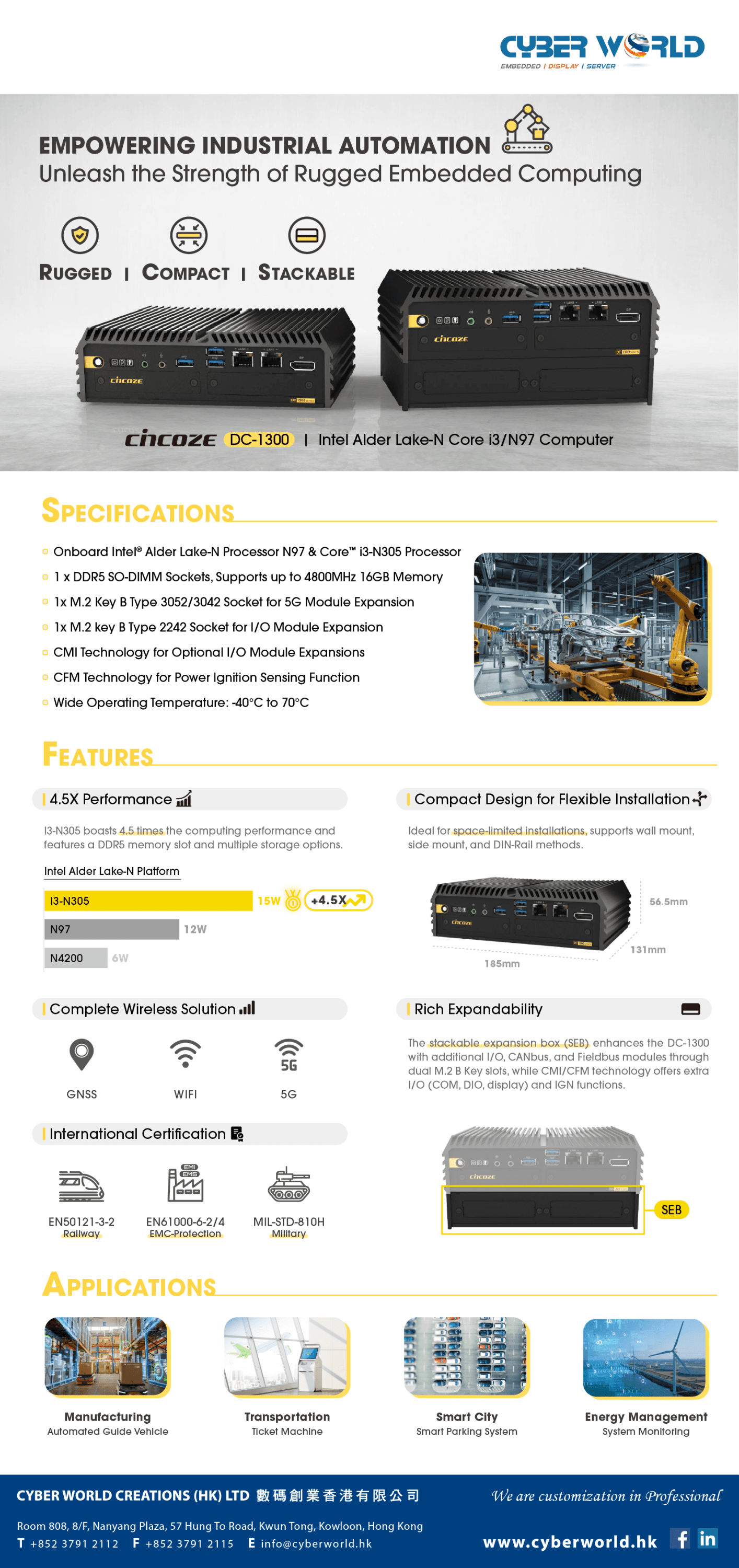 Cincoze-DC-1300-eDM-v1 (CWC): Cincoze DC-1300 Unleashes the Strength of Rugged Embedded Computing  