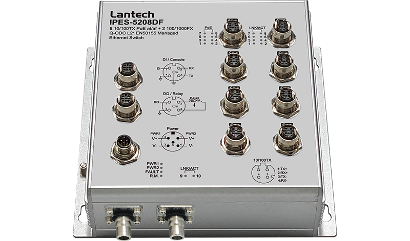 Lantech EN50155 Switch I(P)ES-5208DF