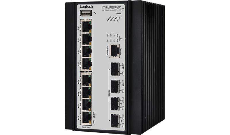 Lantech Industrial PoE Switches IPGS-L5408MGSFP